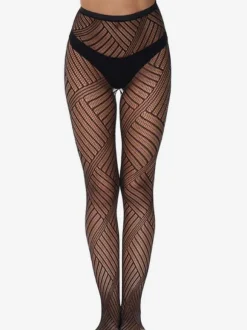 Women Hosiery Black Geometric Lingerie