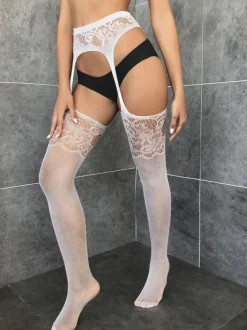 Women Hosiery Burgundy Cut Out Nylon Sexy Hot Hosiery