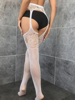 Women Hosiery Burgundy Cut Out Nylon Sexy Hot Hosiery