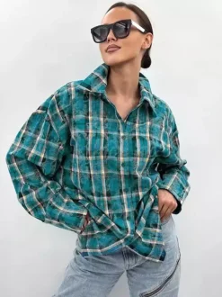 Women Jacket Turndown Collar Buttons Cotton Long Sleeve Outerwear
