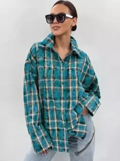 Women Jacket Turndown Collar Buttons Cotton Long Sleeve Outerwear