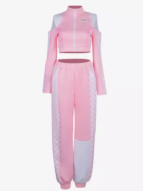 Women Jazz Dance Clothes 2-Piece Pink Outfits Hip Hop Costumes