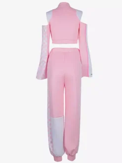 Women Jazz Dance Clothes 2-Piece Pink Outfits Hip Hop Costumes