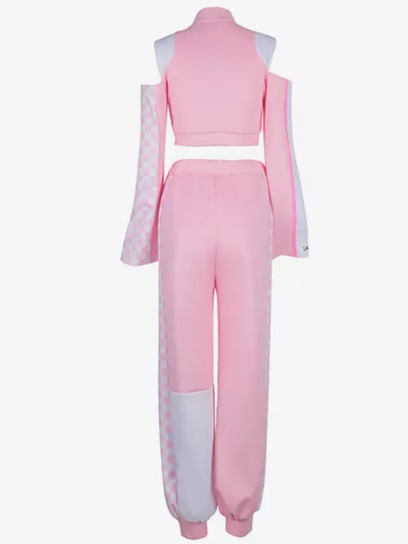 Women Jazz Dance Clothes 2-Piece Pink Outfits Hip Hop Costumes