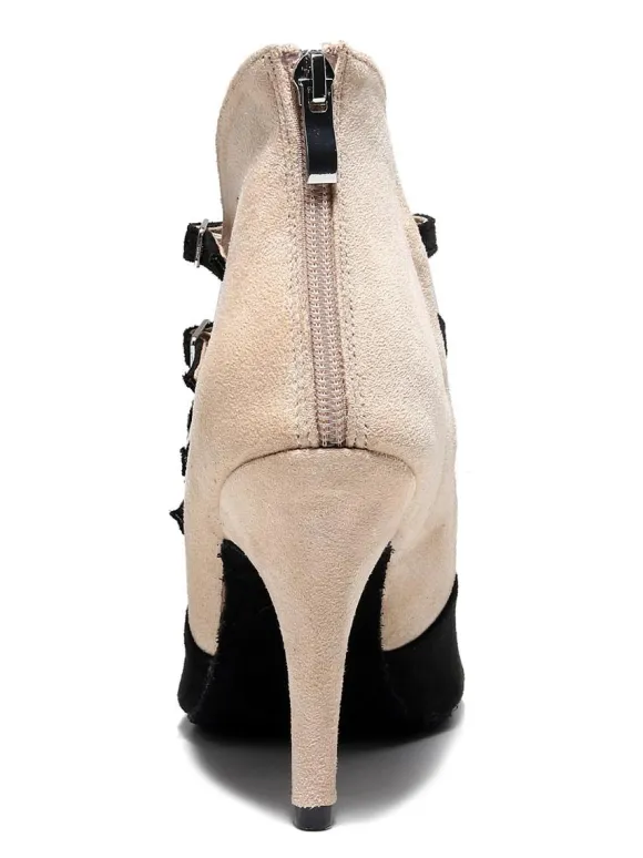 Women Lace Up Mesh Summer Boots Stilettos Black