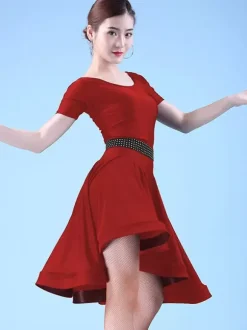 Women Latin Dance Dress Voluminous Skirt Latin Parctice Performance Dresses