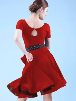 Women Latin Dance Dress Voluminous Skirt Latin Parctice Performance Dresses