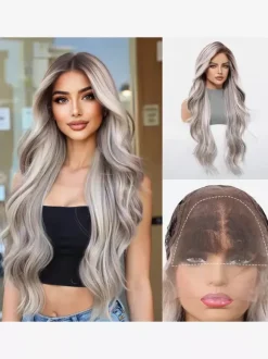 Women Long Wig Brownish Black Chic Synthetic Wigs