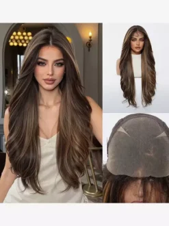 Women Long Wig Brownish Black Chic Synthetic Wigs