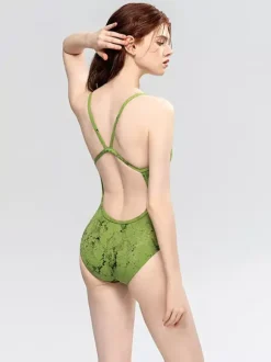 Women One Piece Swimsuits Green Snake Print Summer Sexy Bathing Suits