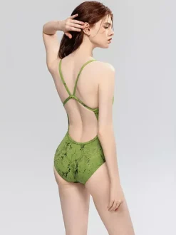 Women One Piece Swimsuits Green Snake Print Summer Sexy Bathing Suits