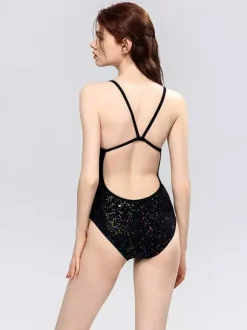 Women One Piece Swimsuits Black Silver Summer Sexy Swimwear