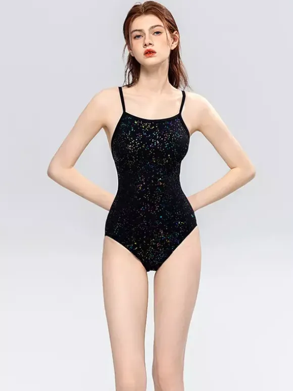 Women One Piece Swimsuits Black Silver Summer Sexy Swimwear