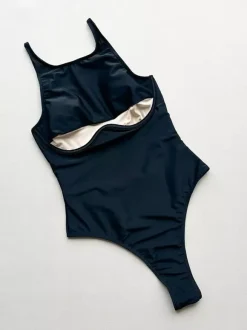 Women One Piece Swimsuits Black Jewel Neck Backless Summer Beach Swimwear