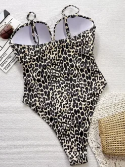 Women One Piece Swimsuits Yellow Cut Out Straps Neck Cross Front Summer Beach Bathing Suits
