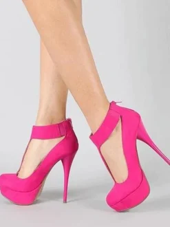 Women Platform Pumps Sexy High Heels T-type Bandage Round Toe Sexy Shoes