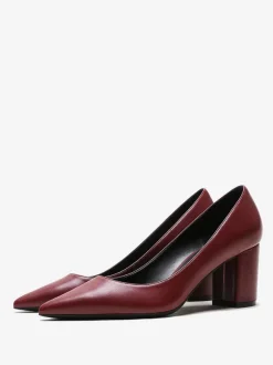 Women Pointed Toe Chunky Heel Pumps