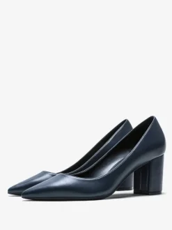 Women Pointed Toe Chunky Heel Pumps