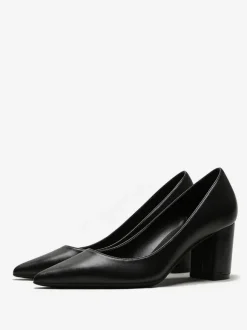 Women Pointed Toe Chunky Heel Pumps