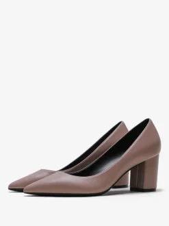 Women Pointed Toe Chunky Heel Pumps
