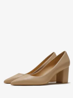Women Pointed Toe Chunky Heel Pumps