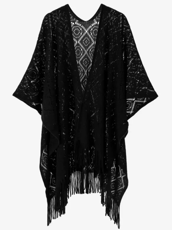 Women Poncho Designed Neckline Light Brown Poncho Cape