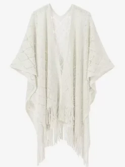 Women Poncho Designed Neckline Light Brown Poncho Cape