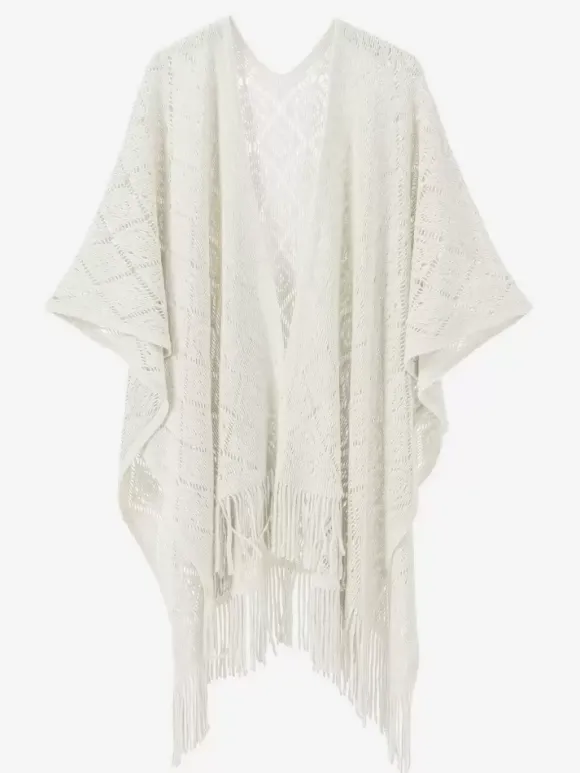 Women Poncho Designed Neckline Light Brown Poncho Cape