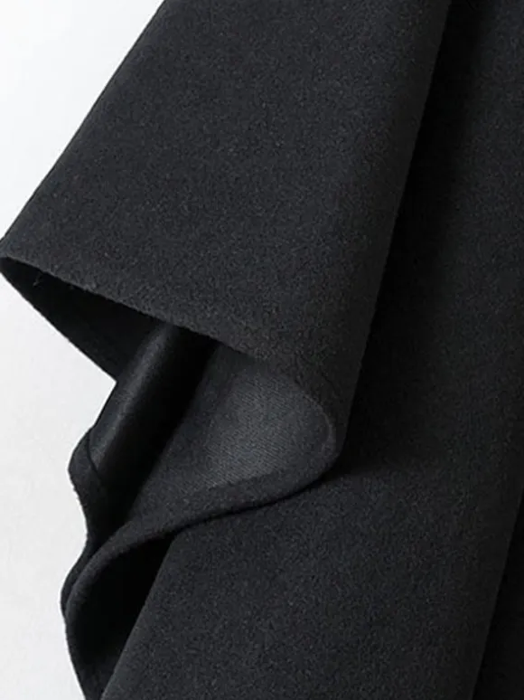 Women Poncho Hooded Black Poncho Oversized Tassels Cape