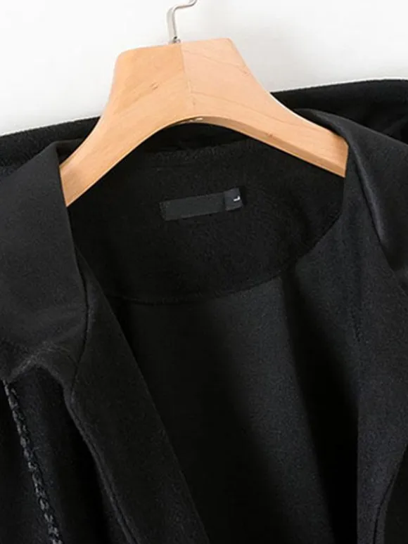 Women Poncho Hooded Black Poncho Oversized Tassels Cape