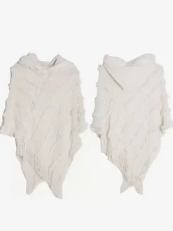 Women Poncho Hooded Green Oversized Fringe Cape