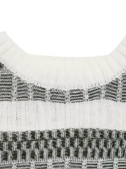 Women Pullover Sweater Hunter Green Two-Tone Jewel Neck Long Sleeves Layered Acrylic Sweaters