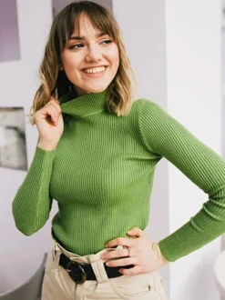 Women Pullover Tops High Collar Long Sleeves Sweaters