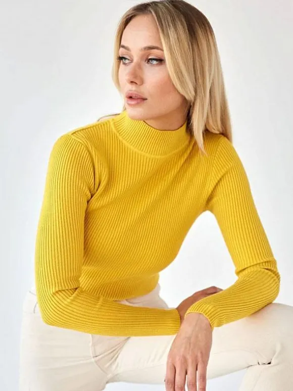 Women Pullover Tops High Collar Long Sleeves Sweaters