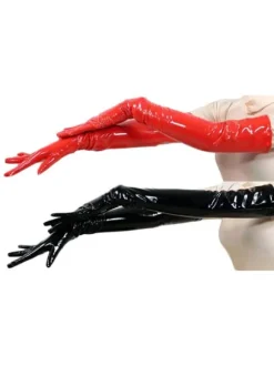 Women Red Gloves Pvc Elbow Length Gloves