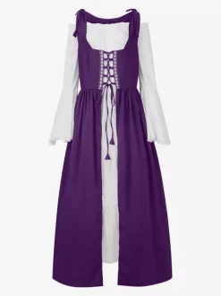 Women Renaissance Overdress Medival Peasant Costume Dress