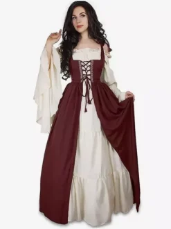 Women Renaissance Overdress Medival Peasant Costume Dress