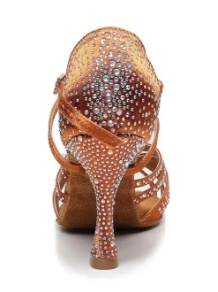 Women Rhinestones Spool Heel Strappy Dance Shoes