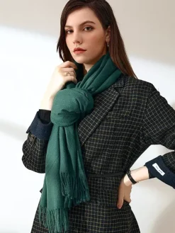 Women Scarf Charming Fringe Fiber Purple Scarf