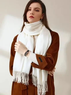 Women Scarf Charming Fringe Fiber Purple Scarf