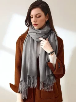 Women Scarf Charming Fringe Fiber Purple Scarf