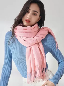 Women Scarf Charming Fringe Fiber Purple Scarf