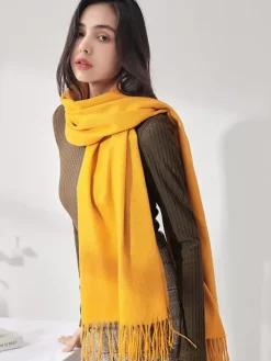 Women Scarf Charming Fringe Fiber Purple Scarf