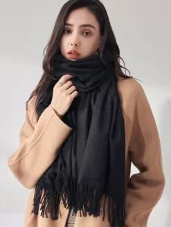 Women Scarf Charming Fringe Fiber Purple Scarf