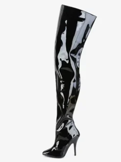 Women Sexy Boots Pointed Toe Zipper Sequins Stiletto Heel Rave Club Black Thigh High Boots
