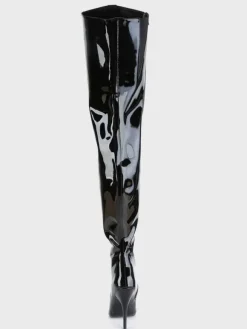 Women Sexy Boots Pointed Toe Zipper Sequins Stiletto Heel Rave Club Black Thigh High Boots