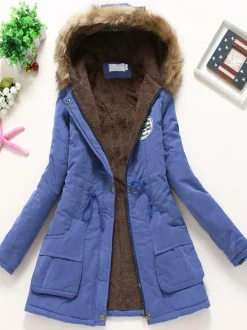 Women Winter Coats Light Pink Hooded Cotton Outerwear