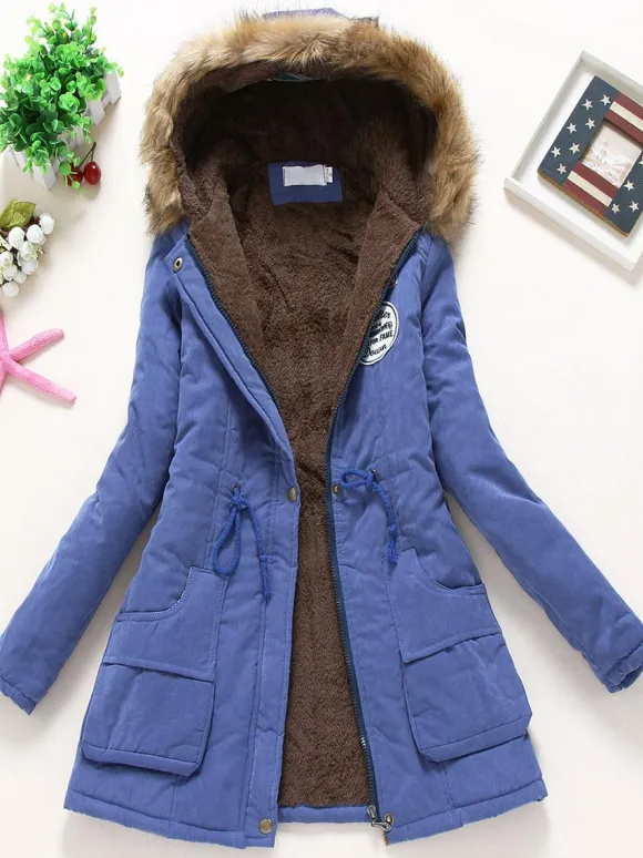 Women Winter Coats Light Pink Hooded Cotton Outerwear
