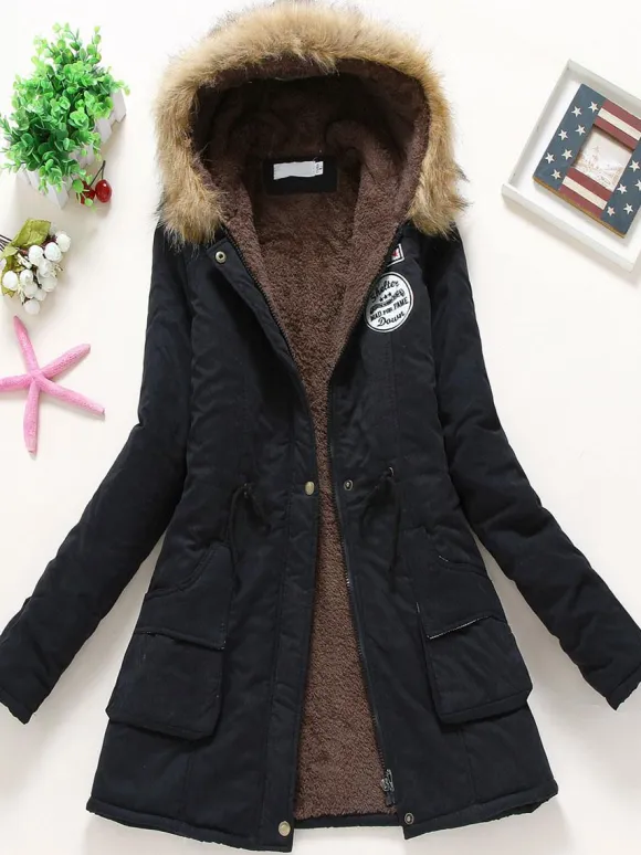 Women Winter Coats Light Pink Hooded Cotton Outerwear