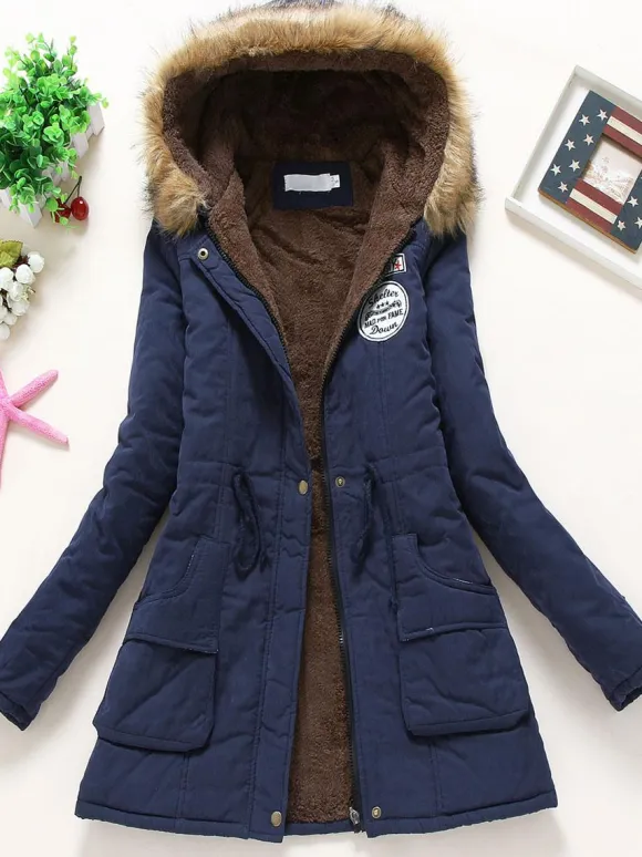 Women Winter Coats Light Pink Hooded Cotton Outerwear